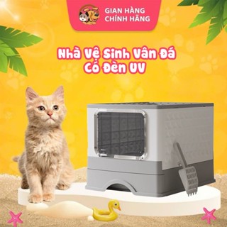  Nhà vệ sinh có đèn UV kín mùi cho mèo lớn - Nhà vệ sinh cho mèo 2 cửa chống văng cát 