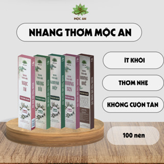 Nhang Thơm МỘC AN 12 Mùi - Hộp 100 nén, Trầm Hương Thơm Nhẹ, ít Khói, Thảo Mộc Không Cuộn Tàn