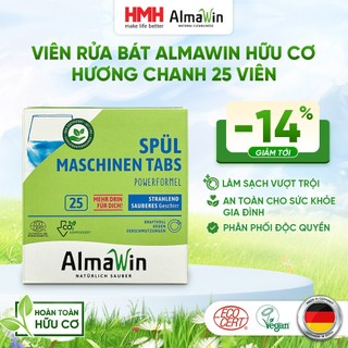  Viên Rửa Bát Almawin Hữu Cơ Hương Chanh 25 Viên dùng cho máy rửa bát không mùi an toàn cho gia đình 