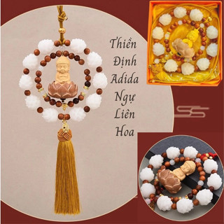 10 sen _Khánh Phật 10 bông liên hoa gỗ Hoàng Dương cao cấp - Khánh treo xe ô tô