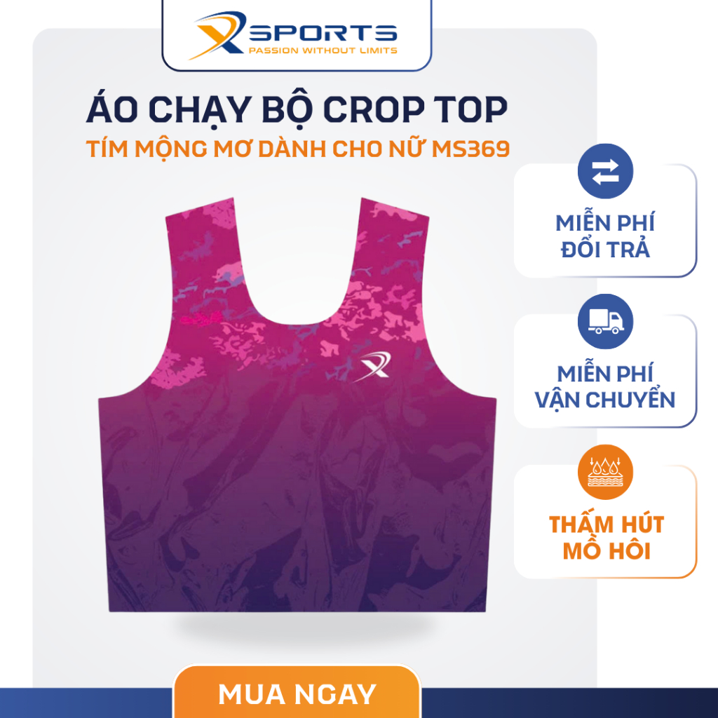 ÁO CHẠY BỘ CROP TOP XSPORT TÍM MỘNG MƠ DÀNH CHO NỮ MS369