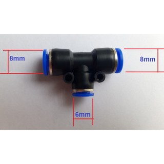 Đầu nối chữ T giảm PEG dạng gài nhanh dây 8 mm, 10 mm, 12 mm