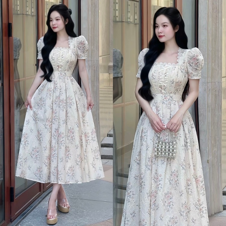 Đầm Tiều Thư Bigsize nista Dáng Dài Chất Xô Thêu Hoa Đan Dây Ren Tay Bồng Bigsize từ 60-90kg XoTh04 | BigBuy360 - bigbuy360.vn