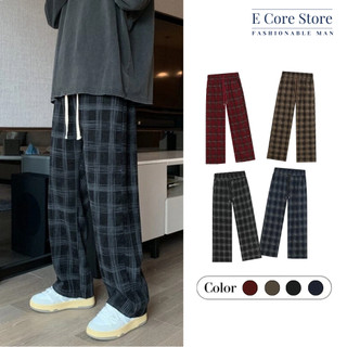  Quần kẻ caro  quần kẻ caro ống rộng cạp chun lưng cao vải dạ dày dặn ống suông dài 100cm Ong Nam Menswear 