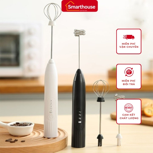 Máy Đánh Trứng Cầm Tay Không Dây Đa Năng 2 Đầu, Máy Tạo Bọt Cà Phê, Đánh Sữa USB Sạc Điện