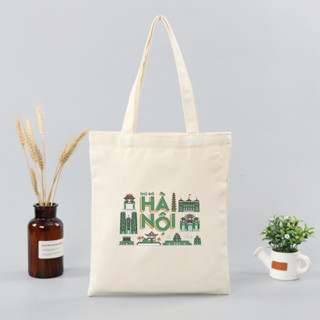 Túi tote có khóa kéo Việt Nam - Hà Nội -Hồ Chí Minh- Huế Đất Nước Tôi Yêu túi vải canvas đeo vai đi chơi tota0216