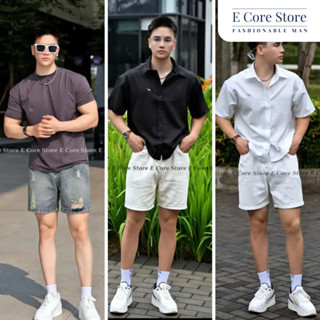Quần Short Jean Nam 4 Màu Trắng Be RETRO, Quần Đùi Bò Short Nam Ống Rộng Form Ngắn Trên Gối