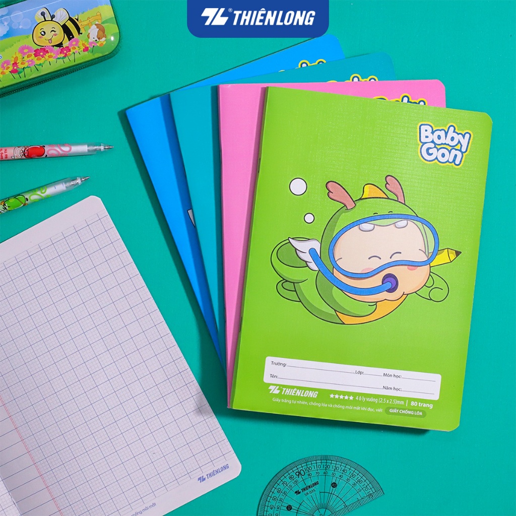 [TẶNG 2] Combo 10 Vở 4 ô ly vuông, tập học sinh Thiên Long 80 trang 2.5mm 100gs NB-123  - Vở học sin