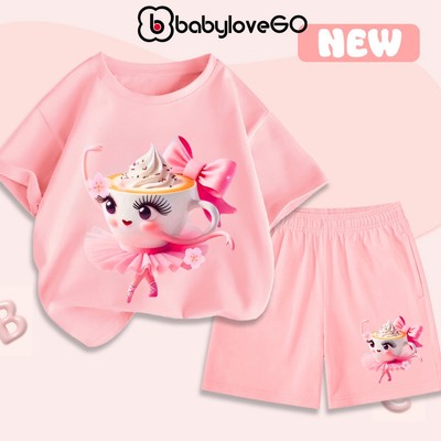 Đồ bộ bé gái Ballerina Cappuccina set quần áo BabyloveGO chất thun cotton mềm nhẹ thoáng mát cho bé 1-10 tuổi