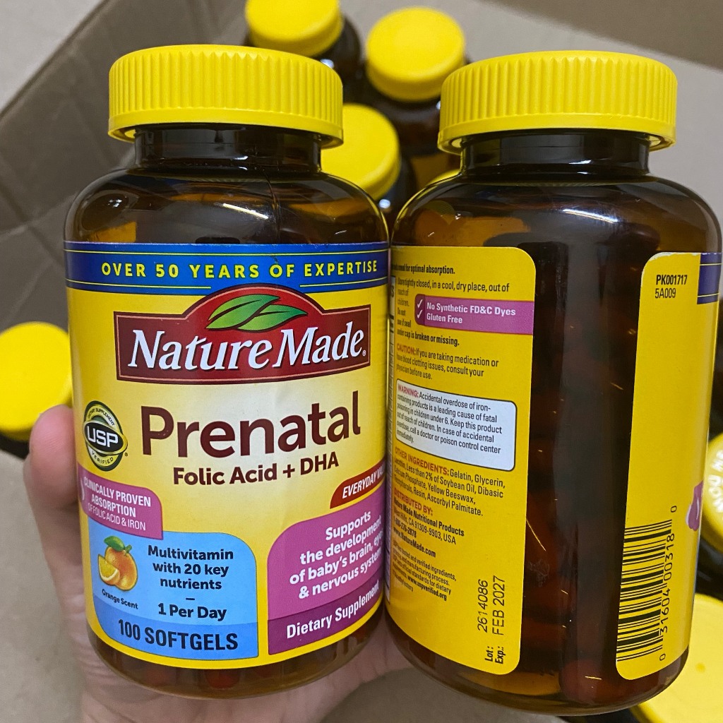 Vitamin Tổng Hợp + DHA Prenatal Bầu Mỹ Nature Made