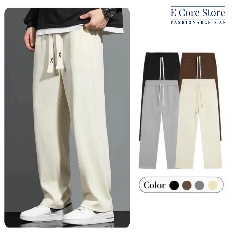 Quần Ống Rộng Nam Baggy Dáng Suông Nhung Tăm Mềm Mại Thời Trang Siêu Đẹp