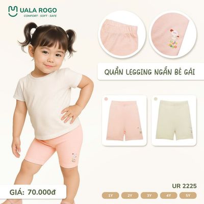 Quần legging bé gái Ualarogo quần ngắn 1-5 tuổi vải Petit mềm mịn co giãn thấm hút 2225