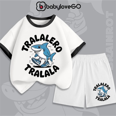 Đồ bộ Tralalero Tralala cho bé trai bé gái BabyloveGO set quần áo mùa hè BRAINROT cho bé chất thun cotton thoáng mát