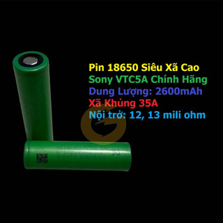 [P20] Pin Siêu Xã Cao 18650 Sony VTC5A nhật bản mới 100% 2600mah xả tối đa 35A