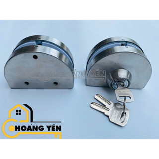  Khoá kính bán nguyệt đôi đơn,khoá cửa lùa kính cường lực dày 10-12mm không cần khoan,khoá chốt cửa 