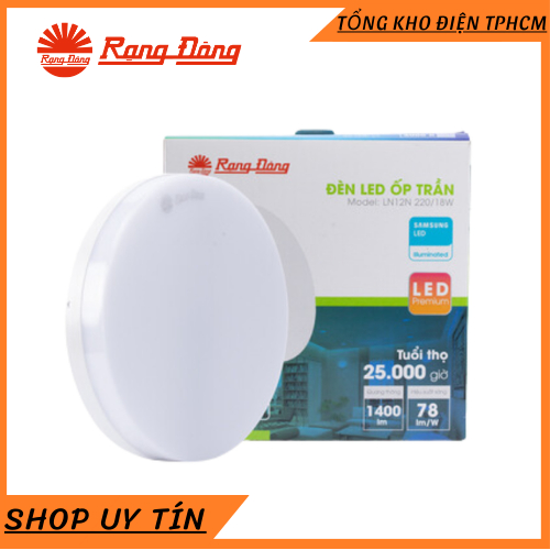 Đèn LED Ốp Trần Tròn Đế Nhựa Rạng Đông LN12N 220/18W/ NL12N 300/24W Ánh Sáng Trắng- Hàng Chính Hãng
