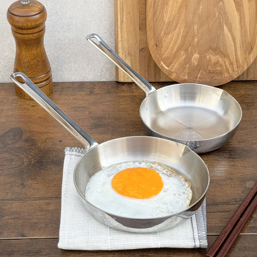 Chảo mini inox 304 đáy từ 3 lớp liền khối Tri-Ply Kaiyo KIW-3727 12cm | KIW-3734 14cm