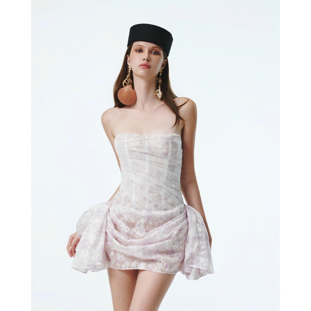 ONONMADE Váy Ngắn Cúp Ngực Corset Phối Ren Voan Hoa Slate Dress