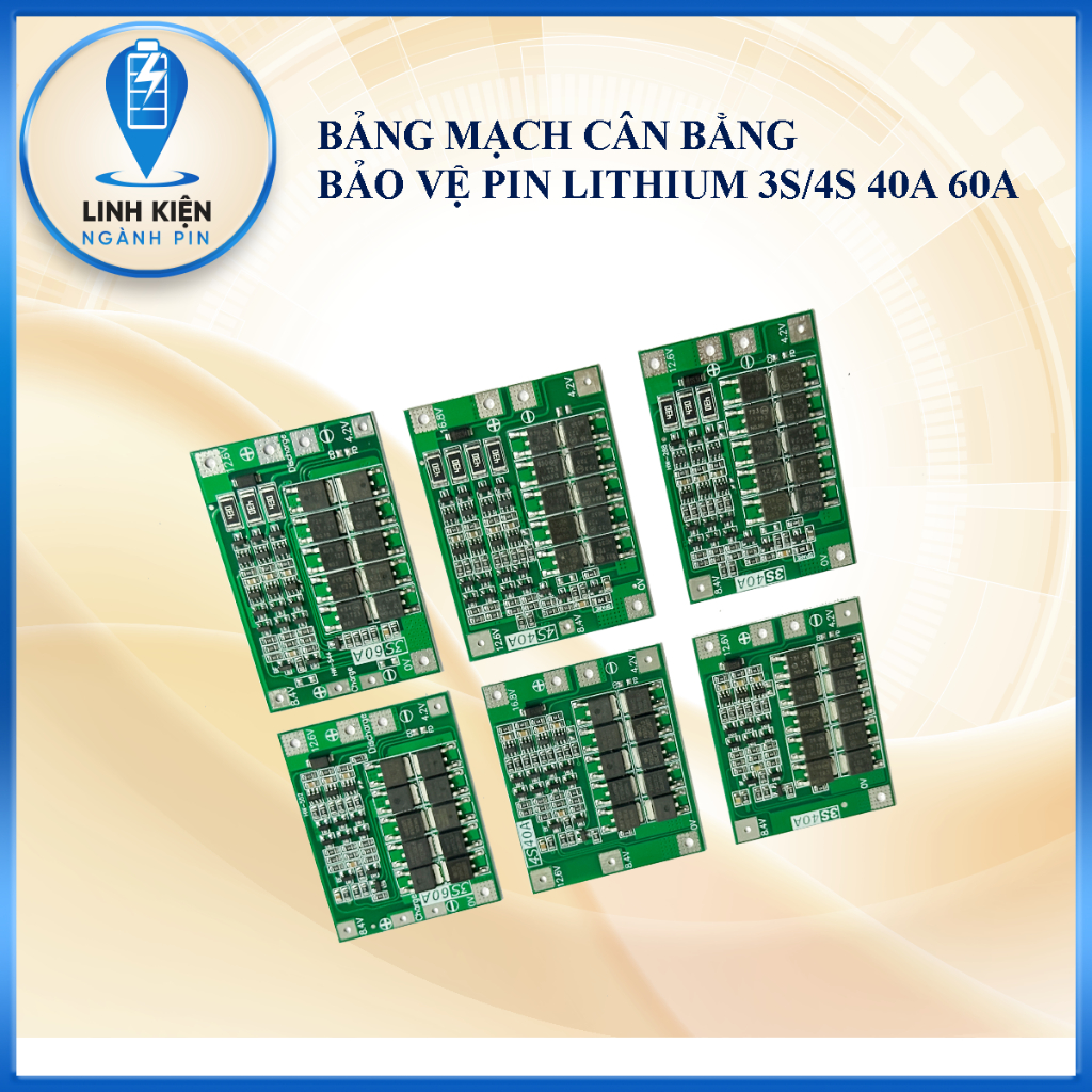 Mạch BMS cân bằng bảo vệ pin Lithium 3S 4S 40A 60A 18650, 11.1V 12.6V/14.8V16.8V