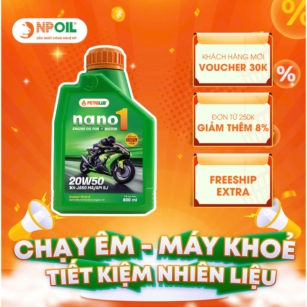 Dầu nhớt xe máy NPOIL NANO 1 20W50 - 0.8 L/1L