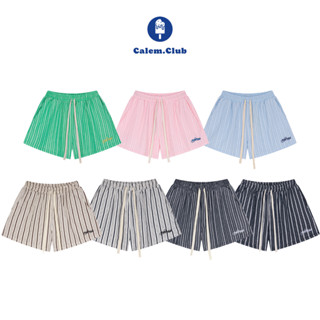 Quần short kẻ sọc Runline Calem Club chất vải kate kẻ sọc chữ thêu style năng động đi biển