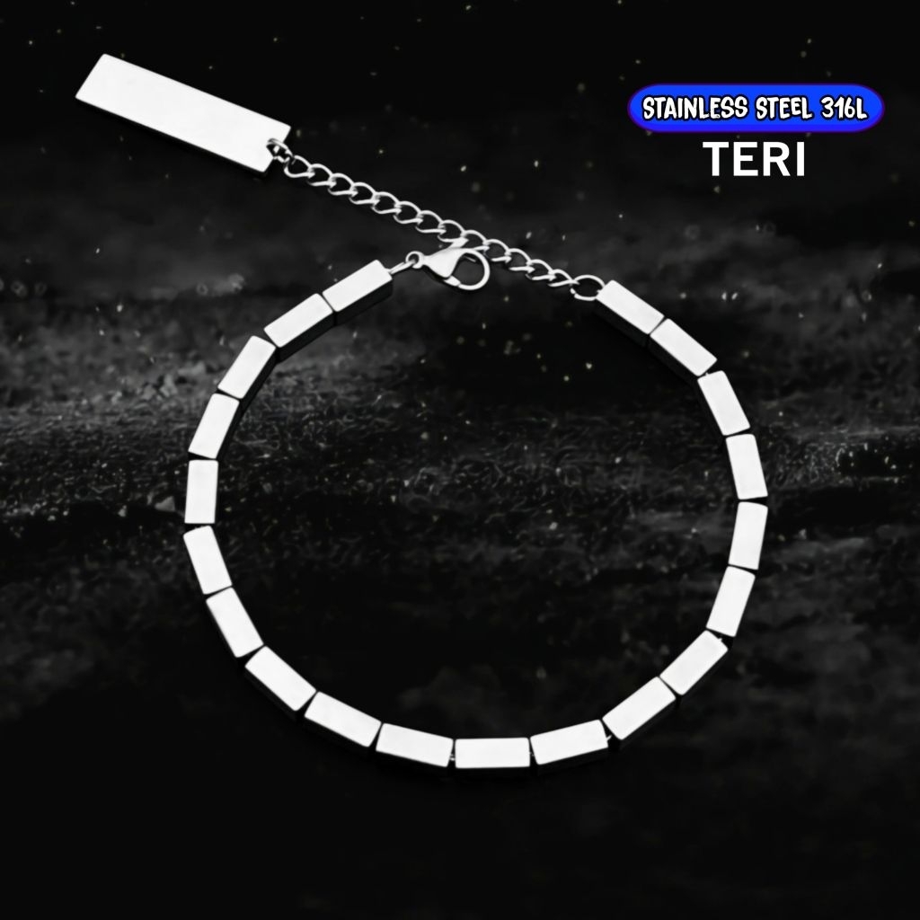 Lắc tay thời trang Stacked 316L freesize không đen không gỉ