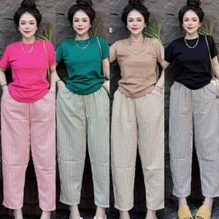 Set Bộ Tăm Lạnh Trơn Quần Baggy Sọc Đủ Màu - HN CLOSET