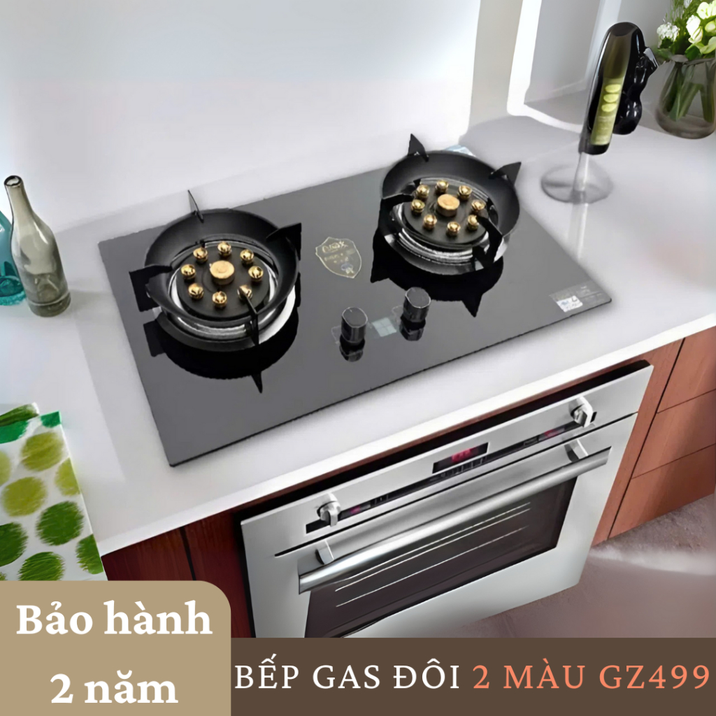Bếp Gas Âm GZ499 Đen/Trắng– 9 Đầu Đốt Đồng, 2 Vùng Nấu, Tích Hợp Cảm Biến Ngắt Gas & Hẹn Giờ – Khóa 