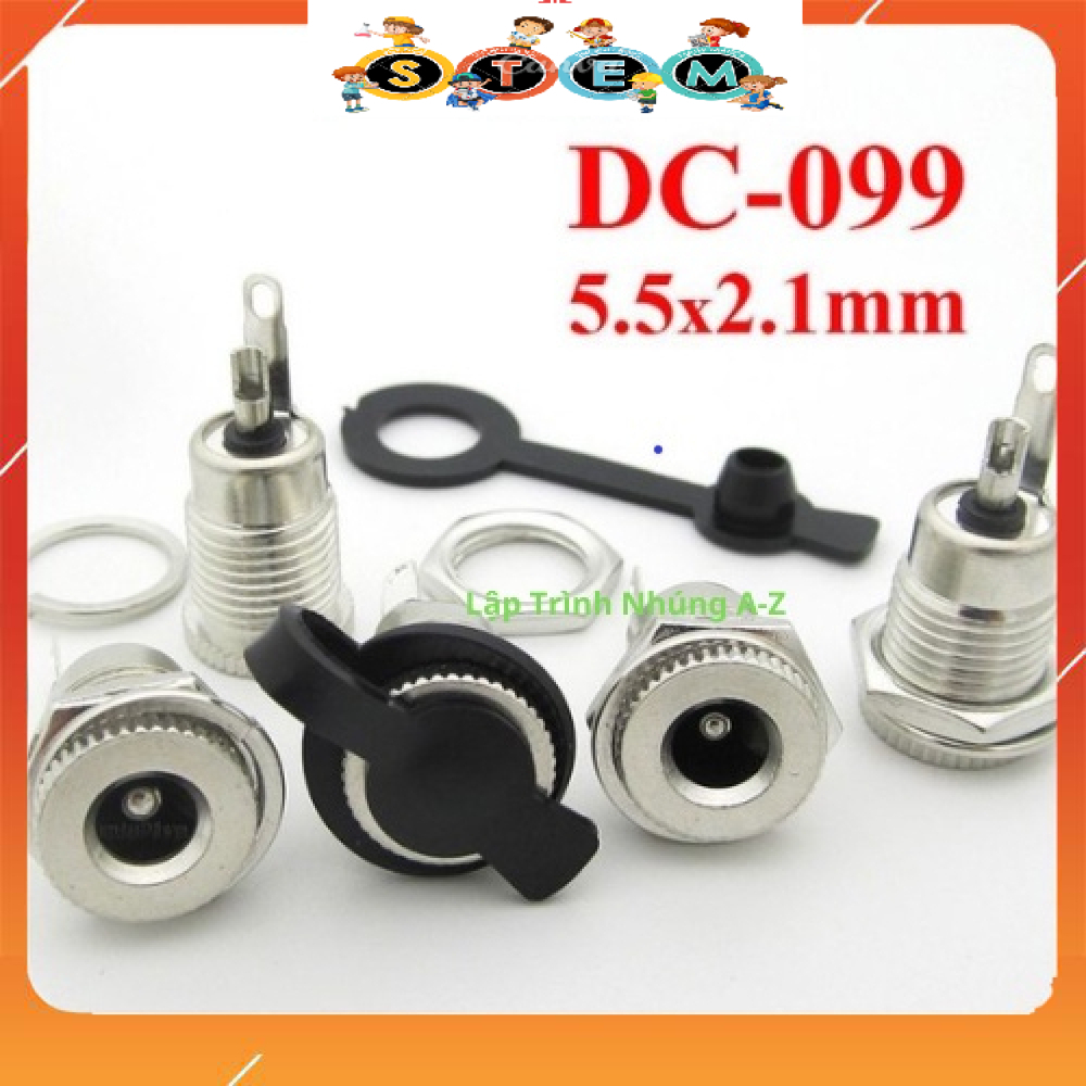 [Stem A-Z][G192] Jack DC-099 Kim Loại Chuẩn 5.5 x 2.1mm (Có Cao Su Chống Nước)