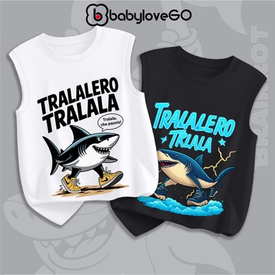 Áo ba lỗ BRAINROT Tralalero Tralala cho bé BabyloveGO áo 3 lỗ tanktop chất thun thoáng mát cho bé 1-10 tuổi