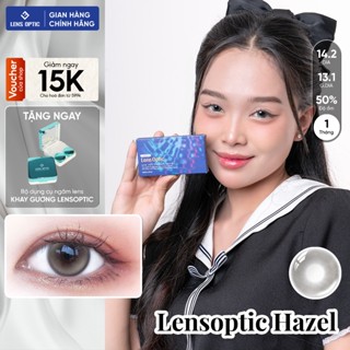 Kính áp tròng 1 tháng LENS OPTIC màu HAZEL lens khoá ẩm có độ cận an toàn cho mắt nhạy cảm