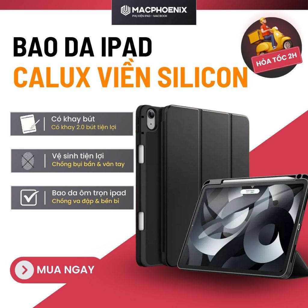 Bao Da Ốp Ipad Calux Màu Pastel, Có Khay Đựng Bút, Viền Silicon Cho iPad Pro11 Gen 7/8/9 Air 4/5/6/7 - P01