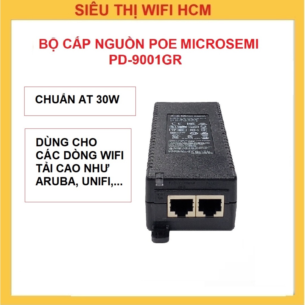 Bộ cấp nguồn PoE chuẩn AT 30W Microsemi PD-9001GR dành cho wifi tải cao aruba unifi,..