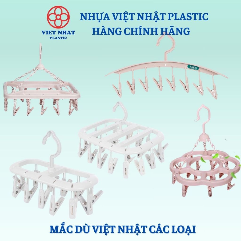Mắc Dù Phơi Quần Áo Nhựa Cao Cấp Việt Nhật, Móc Dù Vuông, Tròn Kẹp Quần Áo, Đồ Lót- Việt Nhật Plastic Official