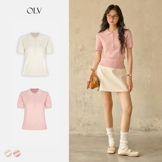  Áo thun len dệt kim cổ polo phối cúc Nari nhiều màu trẻ trung phù hợp mọi dịp OLV 