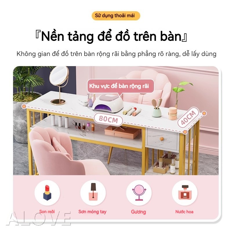 Bàn Nail Salon Thiết Kế Sang Trọng Chất Liệu Cao Cấp, Nhiều Ngăn Kéo Phù Hợp Tiệm Chuyên Nghiệp | BigBuy360 - bigbuy360.vn