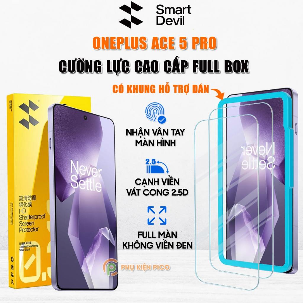 Kính cường lực Oneplus Ace 5 Pro trong suốt full màn hình hãng Smart Devil - Dán màn hình Oneplus Ac