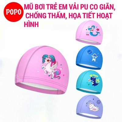 Mũ bơi vải PU co giãn, chống thấm nước tuyệt đối, nón bơi trẻ em POPO CA44 họa tiết ngộ nghĩnh