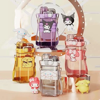 Bình Nước 2 Ngăn Có Ống Hút – Nắp Bật, Không Rò Rỉ – Hình Hello Kitty, Kuromi, Giá Rẻ, Bình Nước Dễ Thương Tiện Lợi