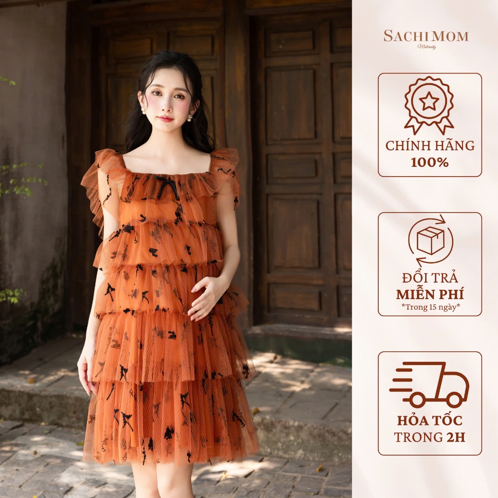 Đầm Bầu SACHIMOM - Váy Bầu Cổ Vuông Babydoll FLEUR DRESS