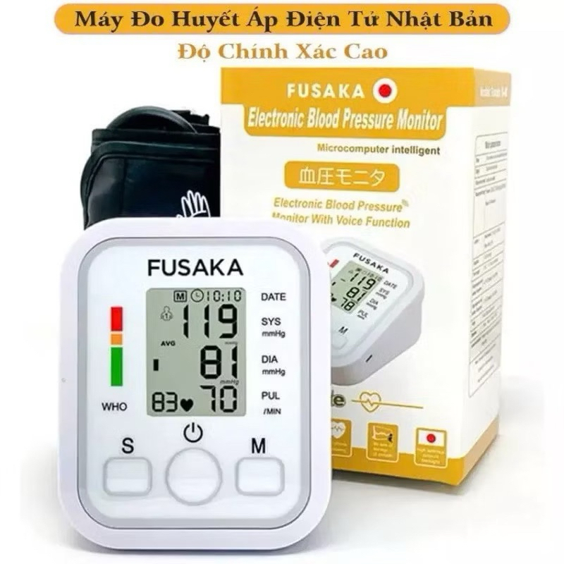 MÁY ĐO HUYẾT ÁP, NHỊP TIM ĐIỆN TỬ FUSAKA TỰ ĐỘNG TRẢ KẾT QUẢ BẰNG GIỌNG NÓI TIẾNG VIỆT CHÍNH XÁC DỄ DÀNG SỬ DỤNG