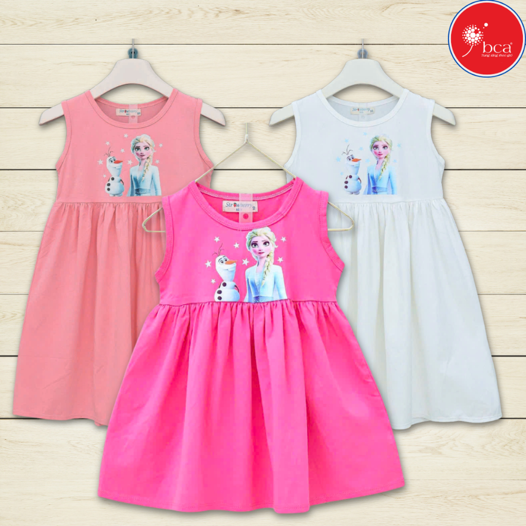 SZ 25-40KG ĐẦM THUN SN IN HÌNH ELSA, CHẤT TUN COTTON CO GIÃN 4 CHIỀU, ĐỘ THẤM HÚT CAO THOÁNG MÁT