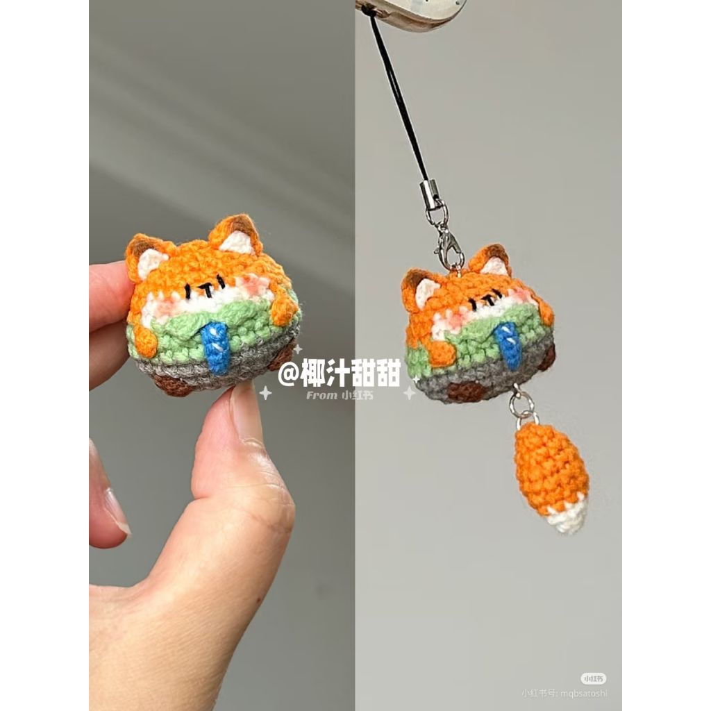 móc khoá len handmade, móc khoá điện thoại cappybara, thỏ và cáo treo điện thoại