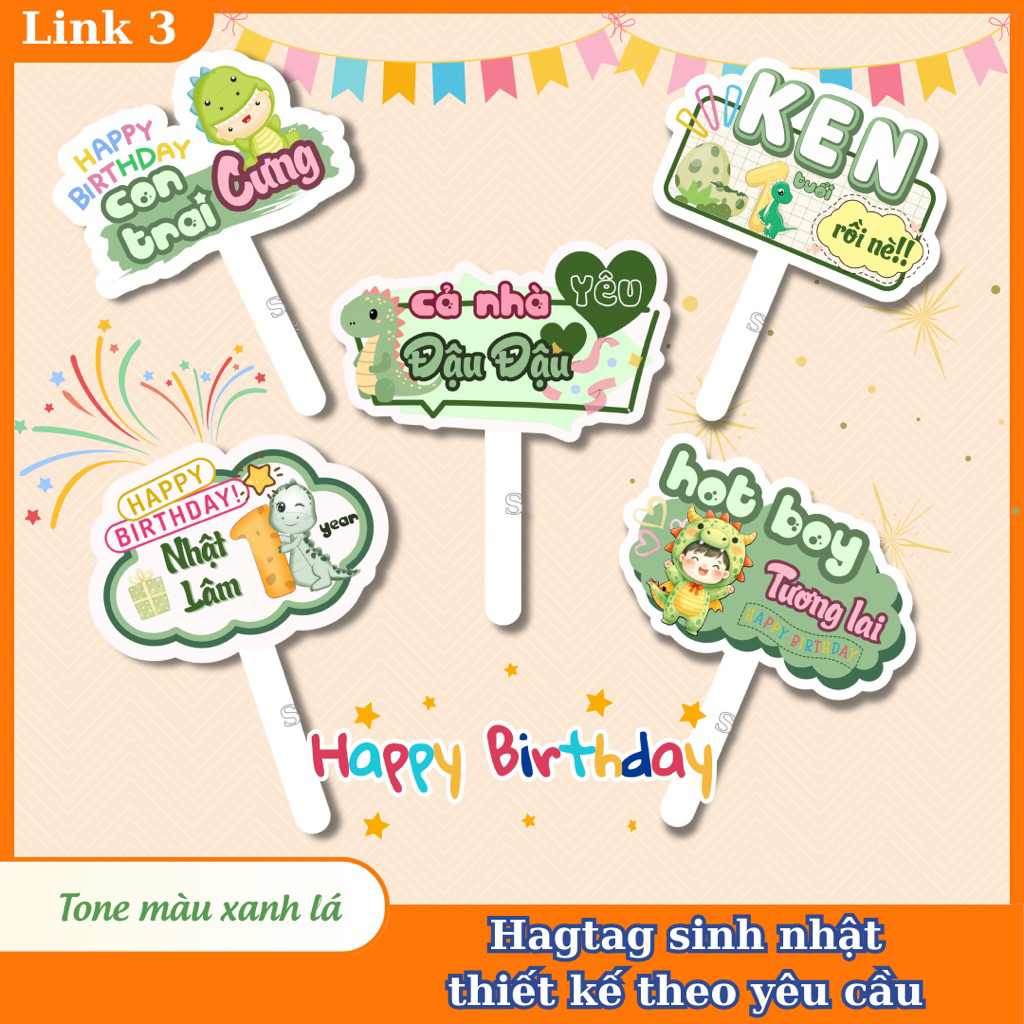 Hastag cầm tay sinh nhật MIỄN PHÍ THIẾT KẾ nội dung theo yêu cầu, Hashtag Sinh Nhật. Link 3- Tone xa