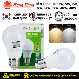 Bóng Đèn Led Bulb tròn Rạng Đông 3W, 5W, 7W, 9W, 12W, 15W, 20W, 30W Trắng 6500K, Vàng 3000K