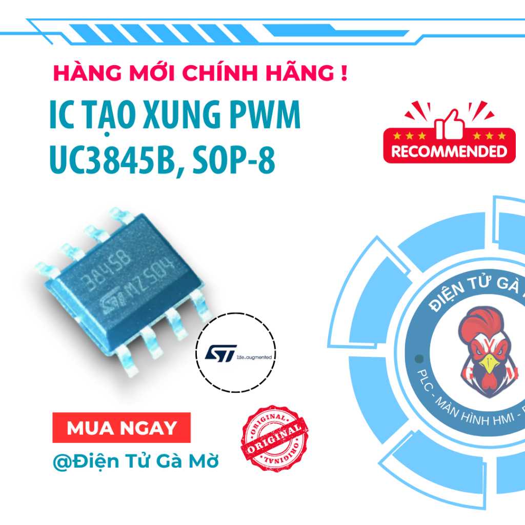 [1 CON] IC Tạo Xung PWM, IC Nguồn Xung UC3845B UC3845BD1013TR SOP-8, Mới Chính Hãng ST 100%