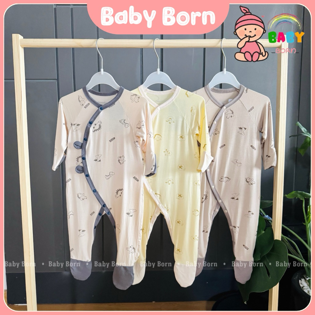 Bộ liền có tất Anminaza Body sơ sinh chất sợi tre siêu mềm thấm hút mồ hôi AMI0417 Baby Born shop