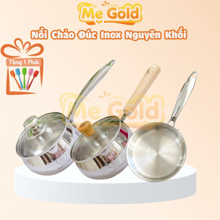 Nồi chảo quánh cháo inox 304 đúc nguyên khối 14cm nấu đồ ăn dặm cho bé, Nồi quánh inox đúc nguyên khối 304 cao cấp