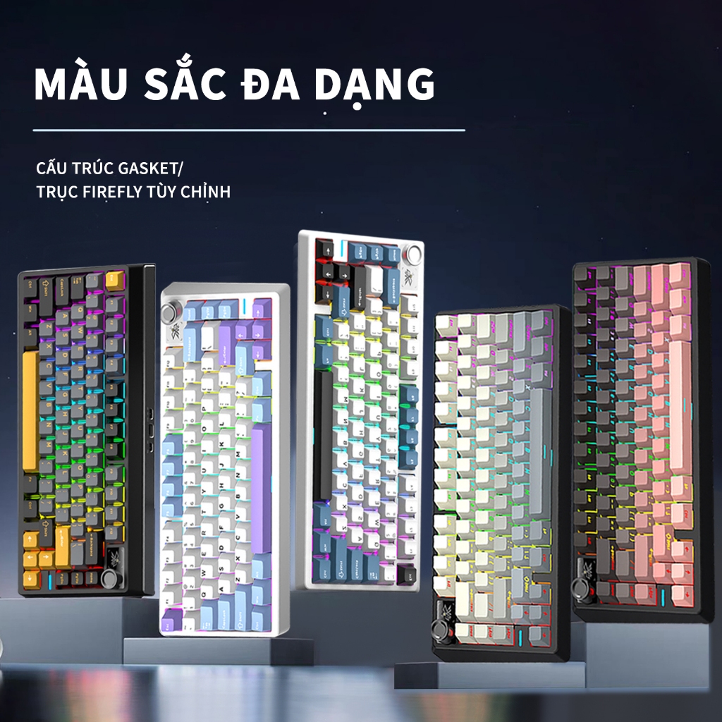 Bàn Phím Cơ Không Dây MKEPS F75 - 3 Chế Độ Bluetooth/USB/2.4G, Hot Swap, RGB 16 Triệu Màu | BigBuy360 - bigbuy360.vn