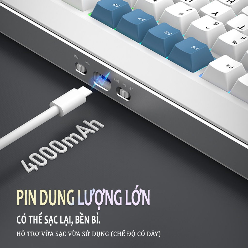 Bàn Phím Cơ Không Dây MKEPS F75 - 3 Chế Độ Bluetooth/USB/2.4G, Hot Swap, RGB 16 Triệu Màu | BigBuy360 - bigbuy360.vn